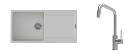 K-StrongSinks S3 Set drez Zala 1000x500mm granit biely + Batéria Arda nerez