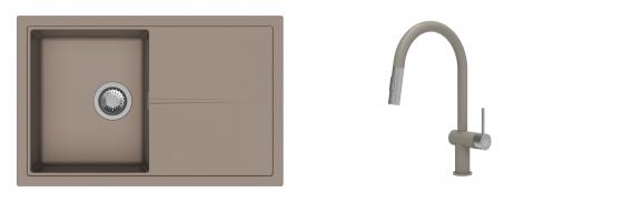 K-StrongSinks S3 Set drez Labe 780x500mm granit béžový + Batéria Neris béžová