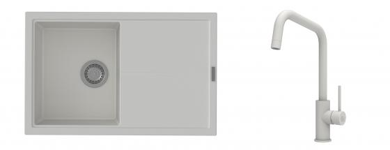 K-StrongSinks S3 Set drez Labe 780x500mm granit biely + Batéria Arda bílá