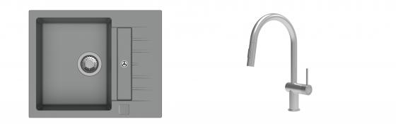 K-StrongSinks S3 Set drez Vardar 615x500mm granit šedý + Batéria Neris nerez