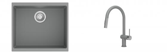 K-StrongSinks S3 Set drez Hron 530x460mm granit šedý + Batéria Neris šedá