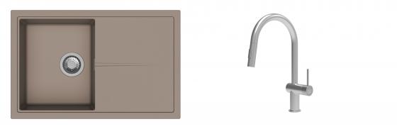 K-StrongSinks S3 Set drez Labe 780x500mm granit béžový + Batéria Neris nerez