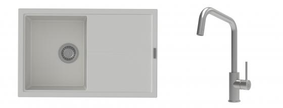 K-StrongSinks S3 Set drez Labe 780x500mm granit biely + Batéria Arda nerez