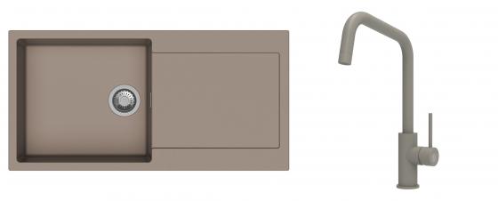 K-StrongSinks S3 Set drez Zala 1000x500mm granit béžový + Batéria Arda béžová