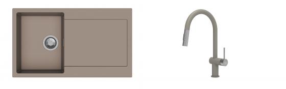 K-StrongSinks S3 Set drez Zala 860x500mm granit béžový + Batéria Neris béžová