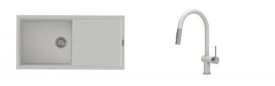 K-StrongSinks S3 Set drez Labe 1000x500mm granit biely + Batéria Neris bílá