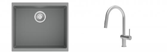 K-StrongSinks S3 Set drez Hron 530x460mm granit šedý + Batéria Neris nerez