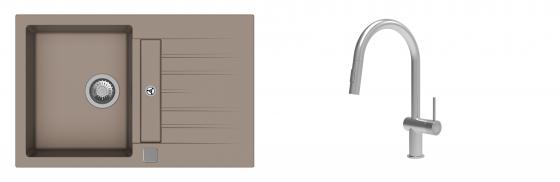K-StrongSinks S3 Set drez Vardar 780x500mm granit béžový + Batéria Neris nerez