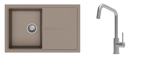 K-StrongSinks S3 Set drez Labe 780x500mm granit béžový + Batéria Arda nerez