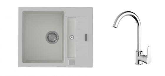 StrongSinks S3 Set drez Vardar 615 615x500mm granit biely + Batéria Seina chróm