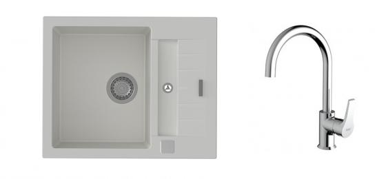 StrongSinks S3 Set drez Vardar 615 615x500mm granit biely + Batéria Rhona chróm