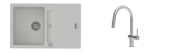 K-StrongSinks S3 Set drez Vardar 780x500mm granit biely + Batéria Neris nerez