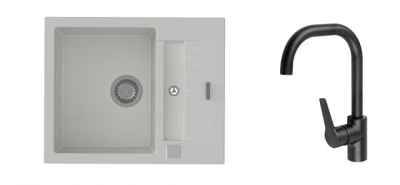 StrongSinks S3 Set drez Vardar 615 615x500mm granit biely+Batéria Garonne čierna