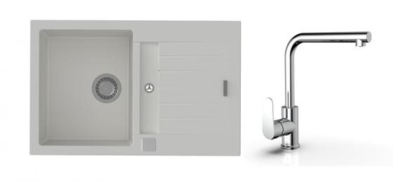 StrongSinks S3 Set drez Vardar 780 780x500mm granit biely + Batéria Stréva chróm
