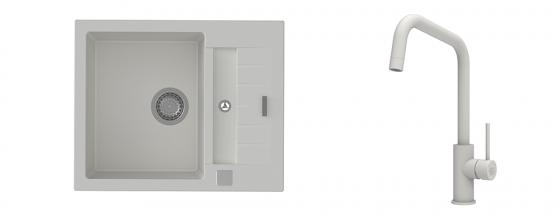 K-StrongSinks S3 Set drez Vardar 615x500mm granit biely + Batéria Arda bílá