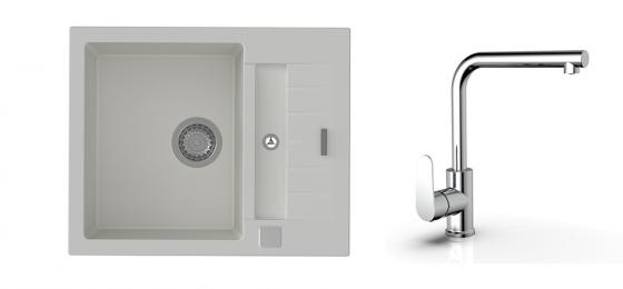 StrongSinks S3 Set drez Vardar 615 615x500mm granit biely + Batéria Stréva chróm