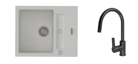 StrongSinks S3 Set drez Vardar 615 615x500mm granit biely + Batéria Loira čierna