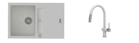 K-StrongSinks S3 Set drez Vardar 780x500mm granit biely + Batéria Neris bílá