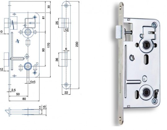 HOBES 540 zámok 90/80 WC Zn biely