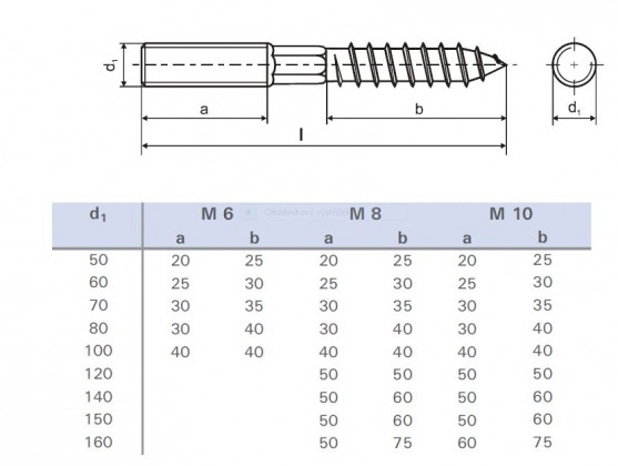 Kombinovaná skrutka s 6H M8x50 zinok biely T25