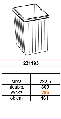 GOLLINUCCI Náhradný kôš pre Sistema, 16 L