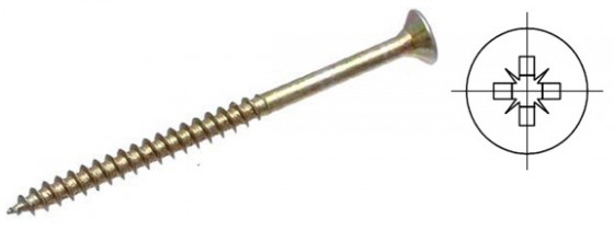 StrongFix Vrut PZ 5x70/42 zápustná hlava zinok žltý PZ2, čiastočný závit