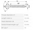 SPAX skrutka 3x12 zápustná hlava TXS, W, 4C MH