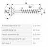 SPAX skrutka 4,5x45/30 zápustná hlava TXS,W,4C MH, čiastočný závit