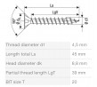 SPAX skrutka 4,5x45 zápustná hlava TXS,W,4C MH, nerez A2