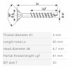 SPAX skrutka 6x90/61 zápustná hlava TXS, W, 4C MH, nerez A2, čiastočný závit