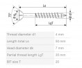SPAX vrut M 4x50/35 zápustná hlava TXS, W, C, čiastočný závit