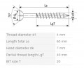 SPAX skrutka M 4x60/40 zápustná hlava TXS, W, C, čiastočný závit