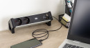 BACHMANN 937.134 Desk 2, alu black, 2x230V, 2x USB-A nabíjací
