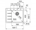 FRANKE Drez  CNG 611-62 TL/2 620 x 500 onyx odkvap  vpravo