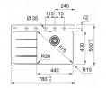 FRANKE Drez  CNG 611-78 TL/2 780 x 500 onyx odkvap  vpravo