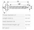 SPAX skrutka 4,5x35 zápustná hlava PZ, W, 4C MH