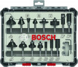BOSCH 2607017471 Sada frézovacích bitov, 15 ks, zmiešané, 6 mm driek