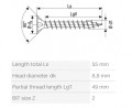 SPAX skrutka 4,5x55 zápustná hlava PZ, W, 4C MH
