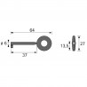 HETTICH 44563 kľúč typ 27, nikel matný, dĺžka 64mm