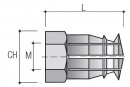 Hmoždinka narážacia BU55-M6x9/8mm mosadz