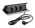 LEGRAND PopUp, 3x230V, 1x USB A/C, brúsený hliník, SCHUKO