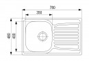 StrongSinks S1 Drez Nisa, nerez satén 780x480 s odkvapávačom, horná montáž