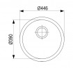 StrongSinks S1 Drez Ondava, leštený nerez guľatý pr. 444mm, horná montáž