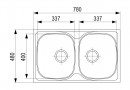 StrongSinks S1 Drez Welland leštený nerez 780x480 dvojitý, horná montáž