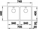 BLANCO 522983 Drez ANDANO 340/340-U nerez hodvábny lesk InFino bez tiahla