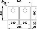 BLANCO 522981 Drez ANDANO 340/340-IF nerez hodvábny lesk InFino bez tiahla