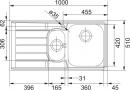 FRANKE Drez NEX 651/7L 1000 x 510mm nerez odkvap vľavo