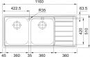 FRANKE Drez NEX 621/2P 1160 x 510mm nerez odkvap vpravo
