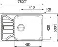 FRANKE Drez FLN 611-78 LB 780 x 500 mm, nerez