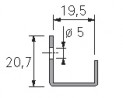 HETTICH 9136108 dverová ukončovacia lišta pre hĺbku dverí 18-19 mm, U 2050 mm